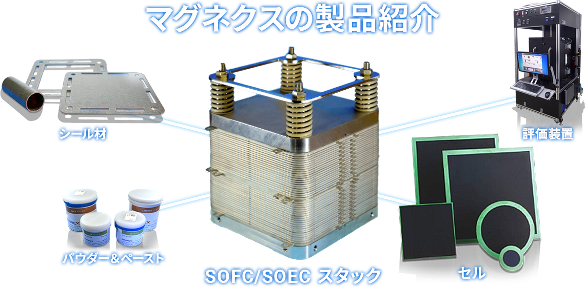 マグネクスの製品紹介 SOFC/SOECスタック シール材 パウダー＆ペースト セル 評価装置